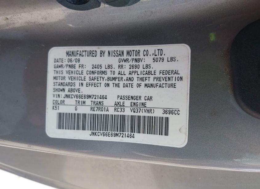 2009 Infiniti G37 N/A (VIN JNKCV66E69M721464) main photo
