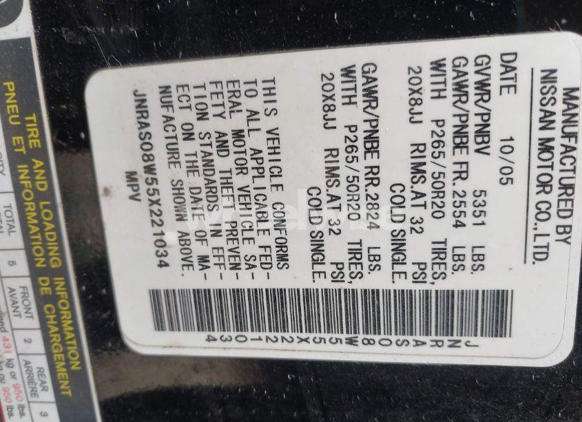 Photo 9 of 2005 Infiniti Fx35 N/A (VIN JNRAS08W55X221034)