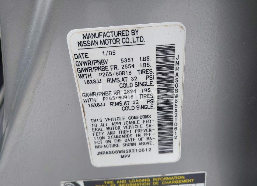 Photo 9 of 2005 Infiniti Fx35 N/A (VIN JNRAS08W85X210612)