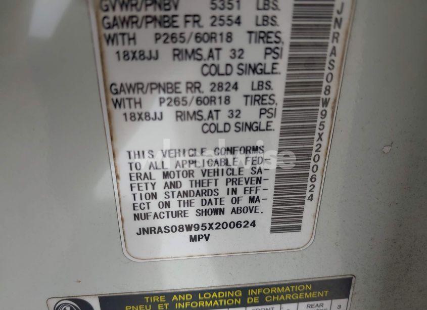 2005 Infiniti Fx35 N/A (VIN JNRAS08W95X200624) main photo