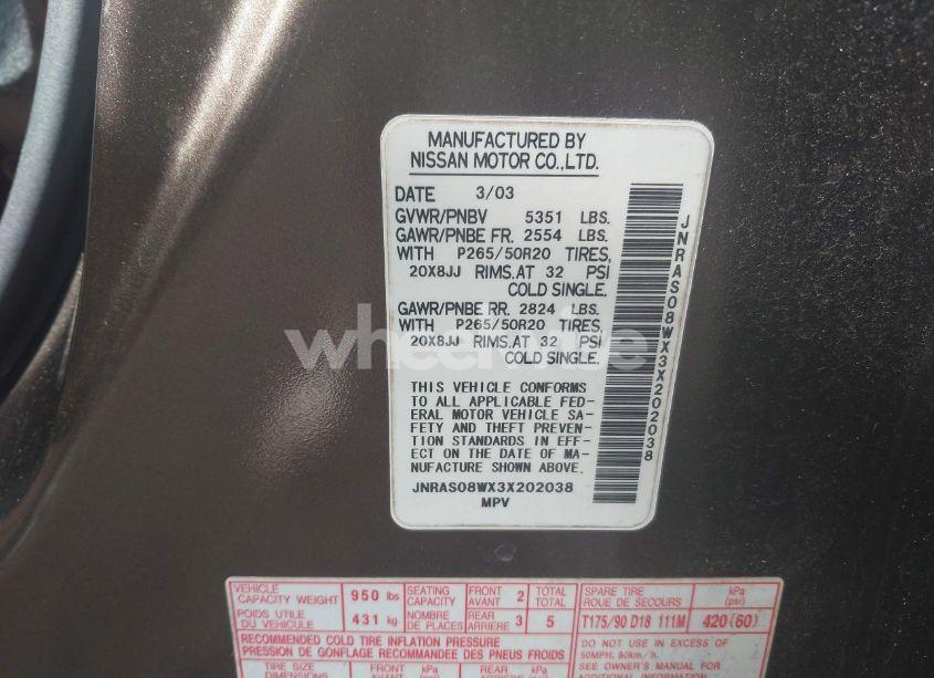 Photo 9 of 2003 Infiniti Fx35 N/A (VIN JNRAS08WX3X202038)