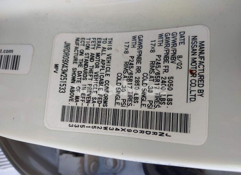 Photo 9 of 2003 Infiniti Qx4 LUXURY (VIN JNRDR09X43W251533)