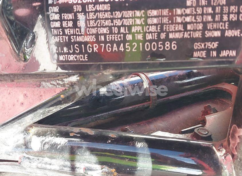 Photo 10 of 2005 Suzuki Gsx750 F (VIN JS1GR7GA452100586)