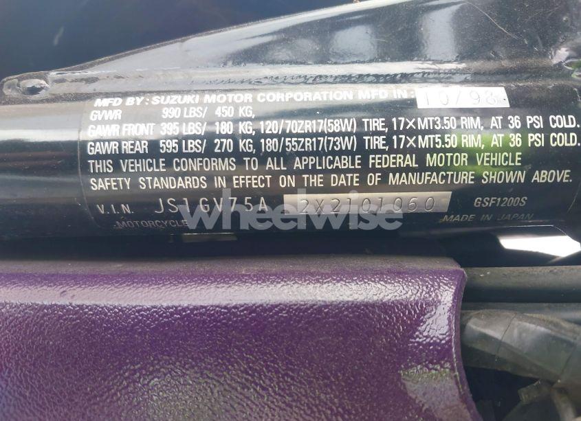 Photo 10 of 1999 Suzuki Gsf1200 S (VIN JS1GV75A2X2101060)