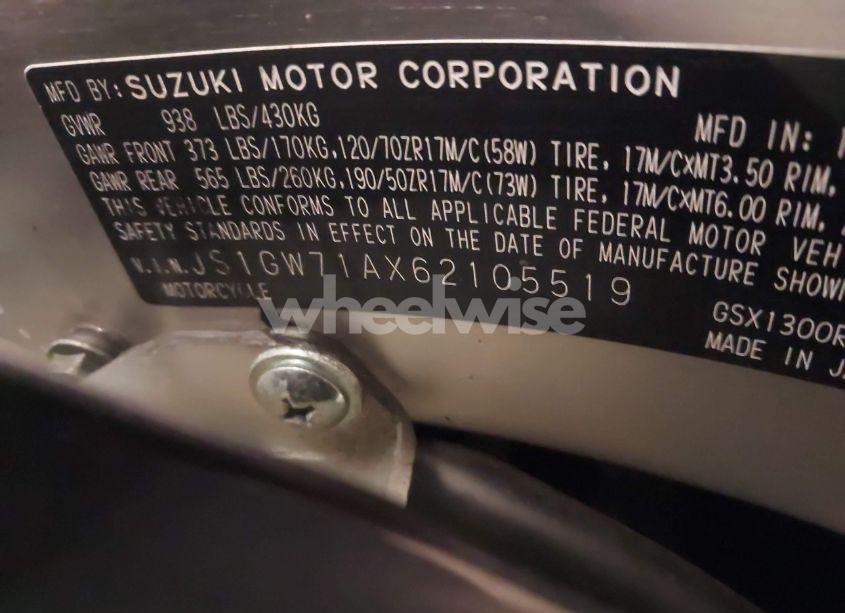 Photo 10 of 2006 Suzuki Gsx1300 R (VIN JS1GW71AX62105519)