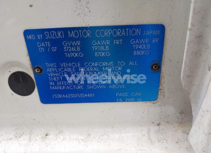 Photo 9 of 2007 Suzuki Aerio (VIN JS2RA62S075354481)