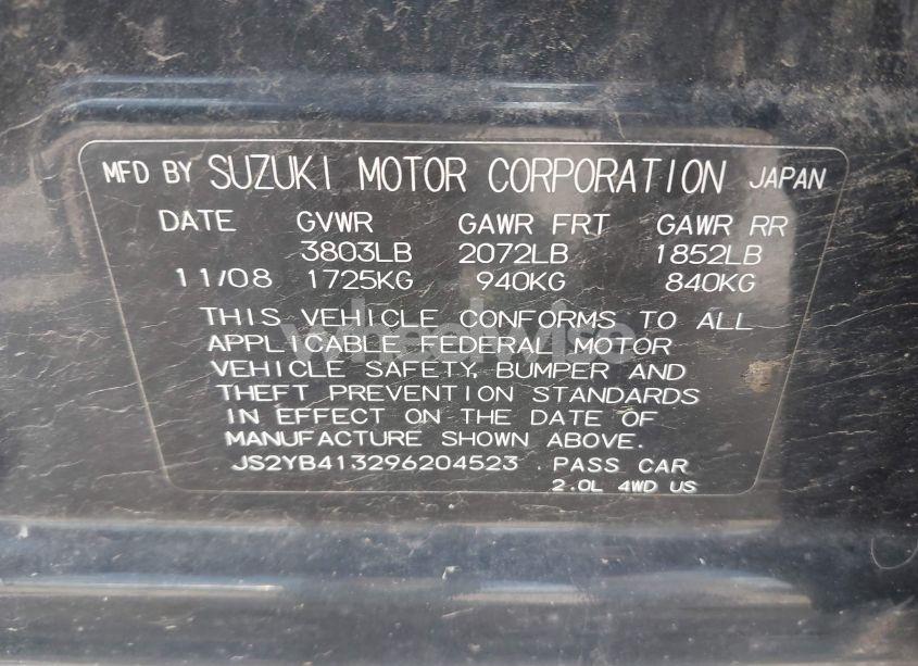 Photo 9 of 2009 Suzuki Sx4 TECHNOLOGY (VIN JS2YB413296204523)