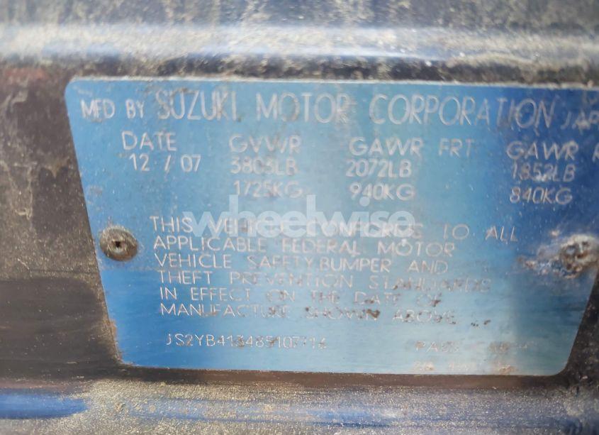 Photo 9 of 2008 Suzuki Sx4 CONVENIENCE/TOURING (VIN JS2YB413485107716)