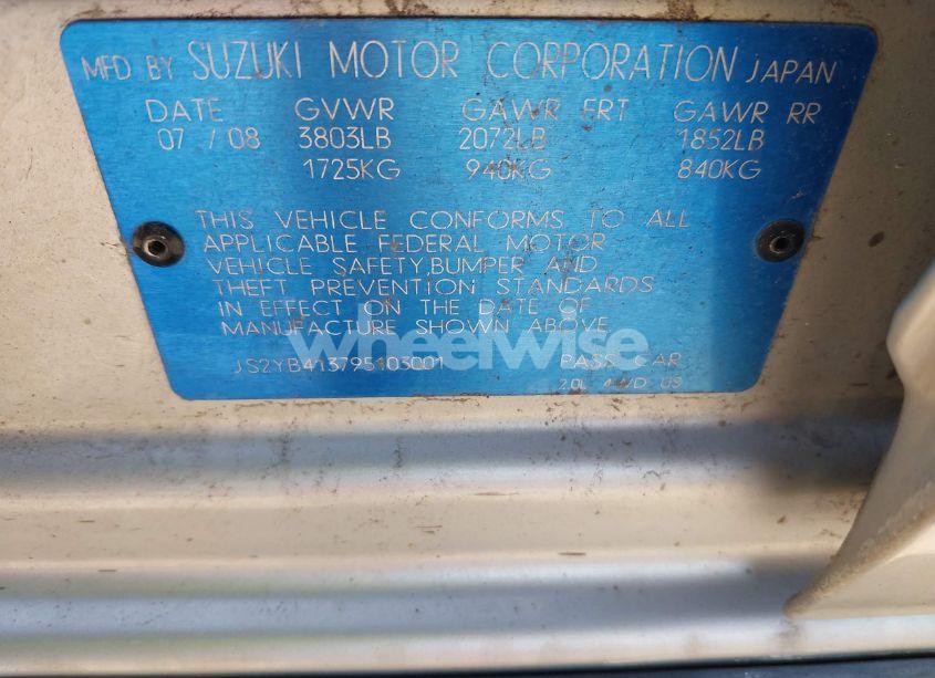 Photo 9 of 2009 Suzuki Sx4 TECHNOLOGY (VIN JS2YB413795103001)