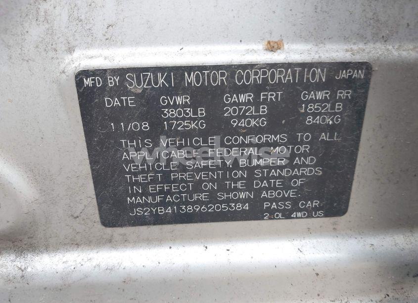 Photo 9 of 2009 Suzuki Sx4 TECHNOLOGY (VIN JS2YB413896205384)