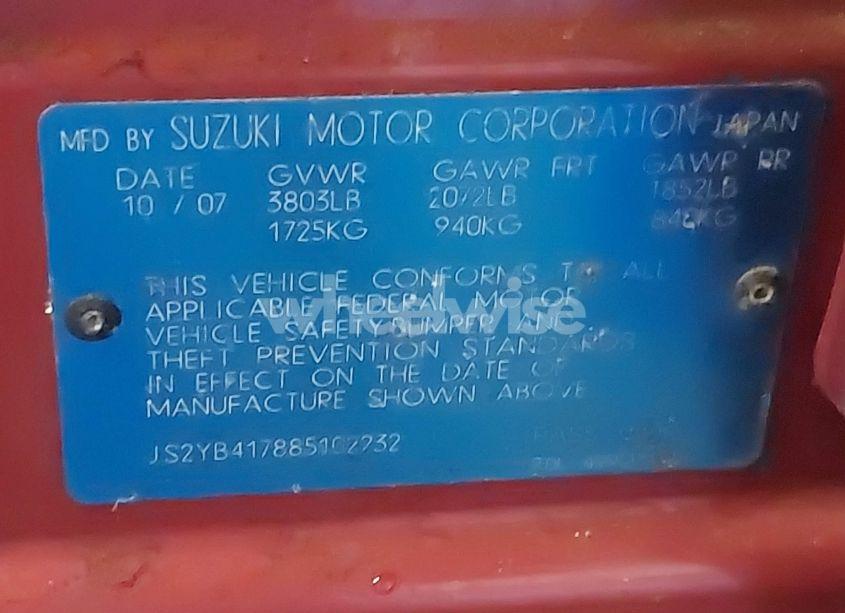 Photo 9 of 2008 Suzuki Sx4 CONVENIENCE/TOURING (VIN JS2YB417885102232)