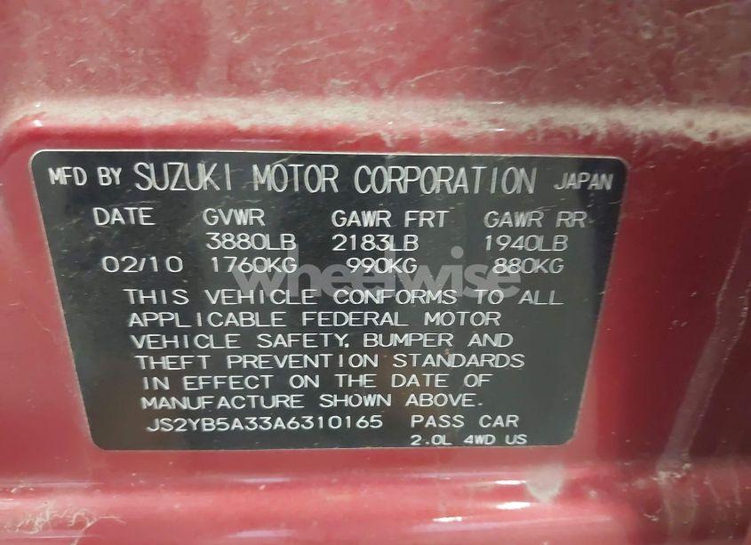 Photo 9 of 2010 Suzuki Sx4 TECHNOLOGY (VIN JS2YB5A33A6310165)