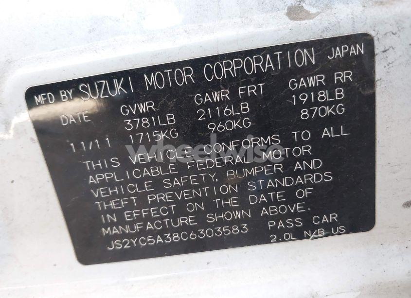 Photo 9 of 2012 Suzuki Sx4 LE/LE POPULAR (VIN JS2YC5A38C6303583)