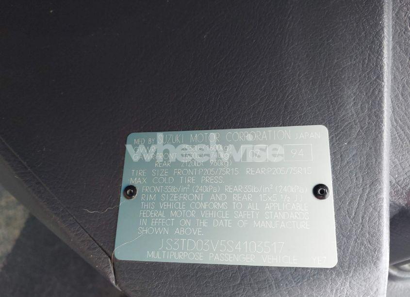 Photo 9 of 1995 Suzuki Sidekick JX/JLX (VIN JS3TD03V5S4103517)