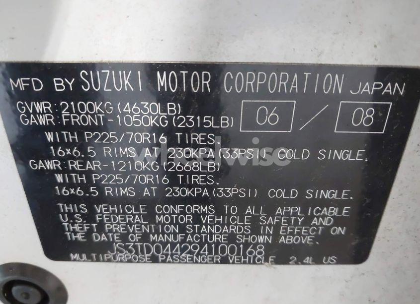 Photo 9 of 2009 Suzuki Grand VITARA XSPORT (VIN JS3TD044294100168)