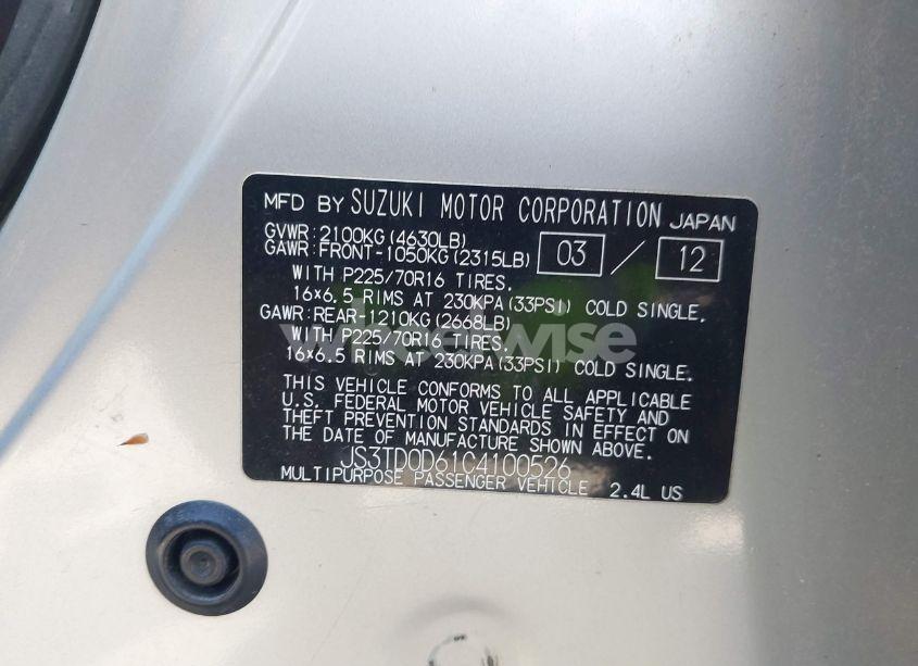 Photo 9 of 2012 Suzuki Grand VITARA PREMIUM (VIN JS3TD0D61C4100526)