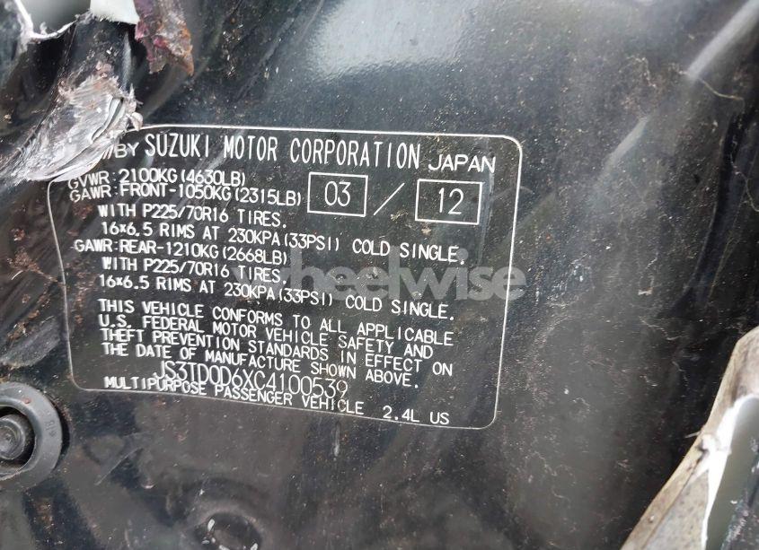 Photo 9 of 2012 Suzuki Grand VITARA PREMIUM (VIN JS3TD0D6XC4100539)