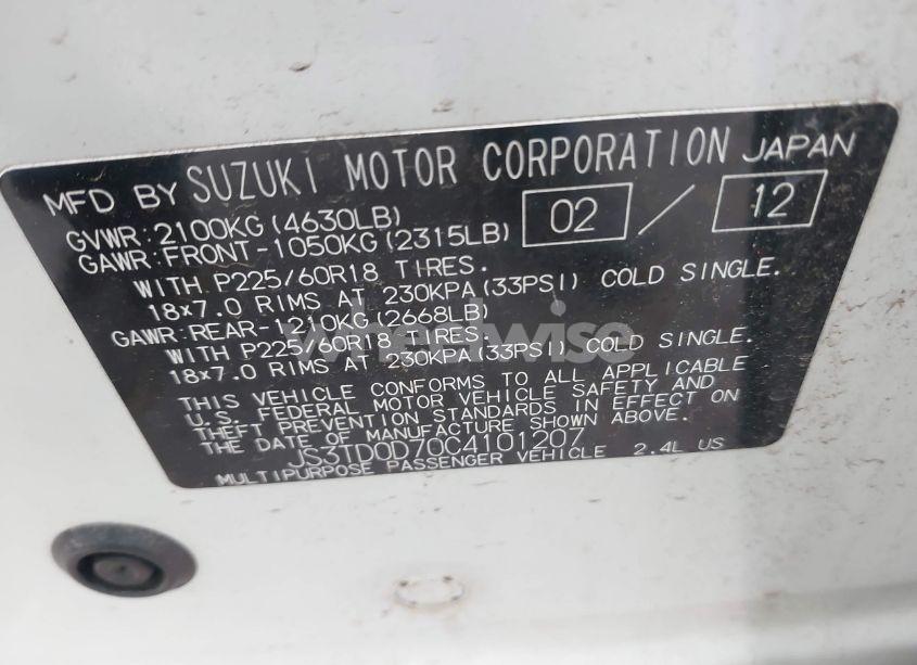 Photo 9 of 2012 Suzuki Grand VITARA LIMITED (VIN JS3TD0D70C4101207)