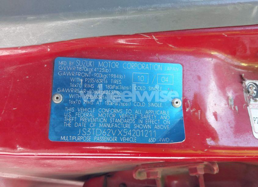 Photo 9 of 2005 Suzuki Grand VITARA EX/LX (VIN JS3TD62VX54201211)