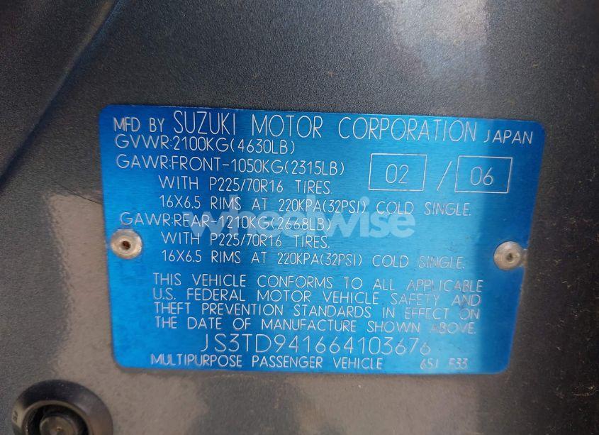 Photo 9 of 2006 Suzuki Grand VITARA (VIN JS3TD941664103676)