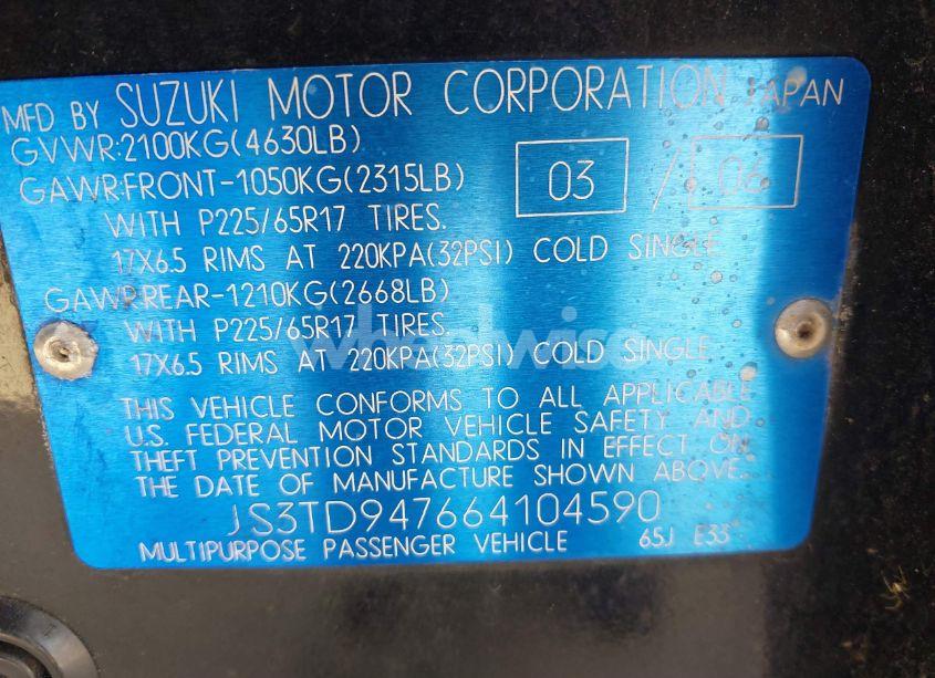 Photo 9 of 2006 Suzuki Grand VITARA LUXURY (VIN JS3TD947664104590)