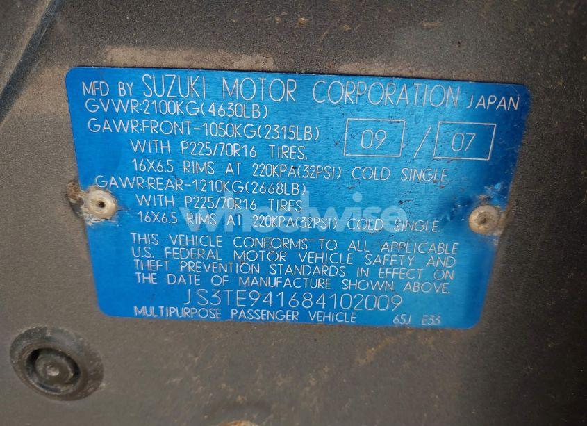 Photo 9 of 2008 Suzuki Grand VITARA APPEARANCE/APPEARANCE + (VIN JS3TE941684102009)