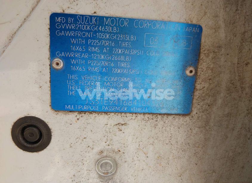 Photo 9 of 2008 Suzuki Grand VITARA APPEARANCE/APPEARANCE + (VIN JS3TE941684104326)