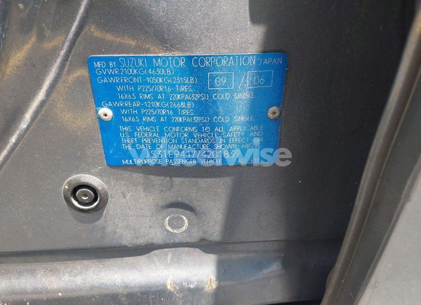 Photo 9 of 2007 Suzuki Grand VITARA (VIN JS3TE941774201839)