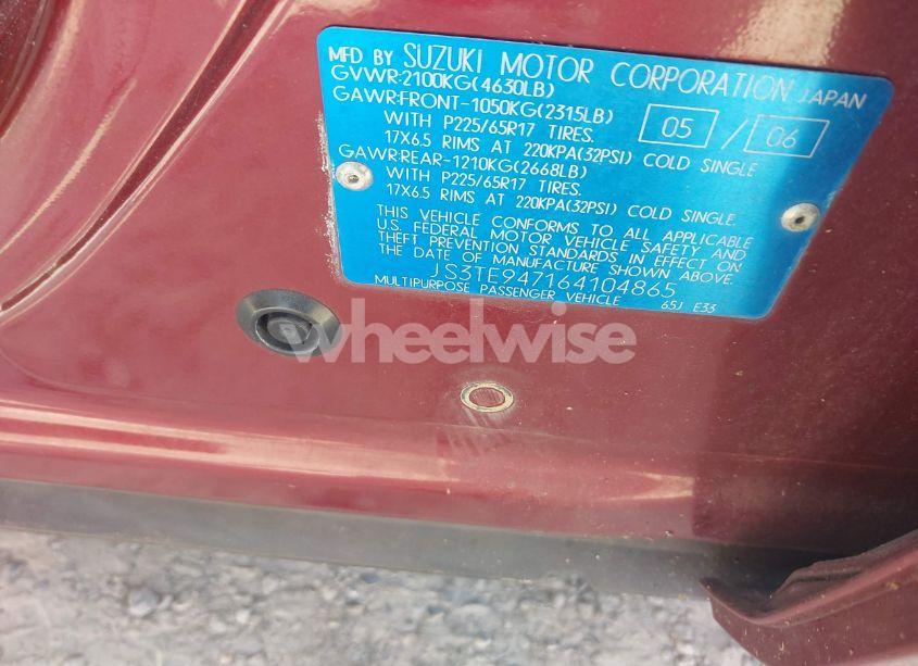 Photo 9 of 2006 Suzuki Grand VITARA LUXURY (VIN JS3TE947164104865)