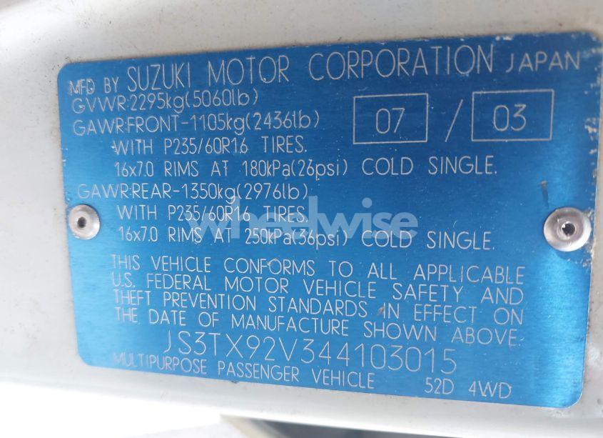 Photo 9 of 2004 Suzuki Xl-7 EX/LX (VIN JS3TX92V344103015)