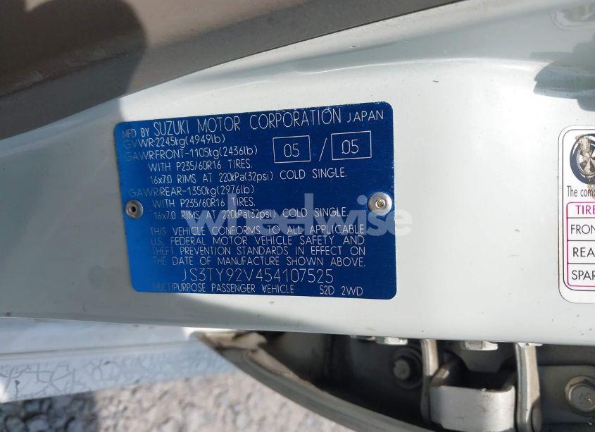 Photo 9 of 2005 Suzuki Xl-7 EX/LX (VIN JS3TY92V454107525)