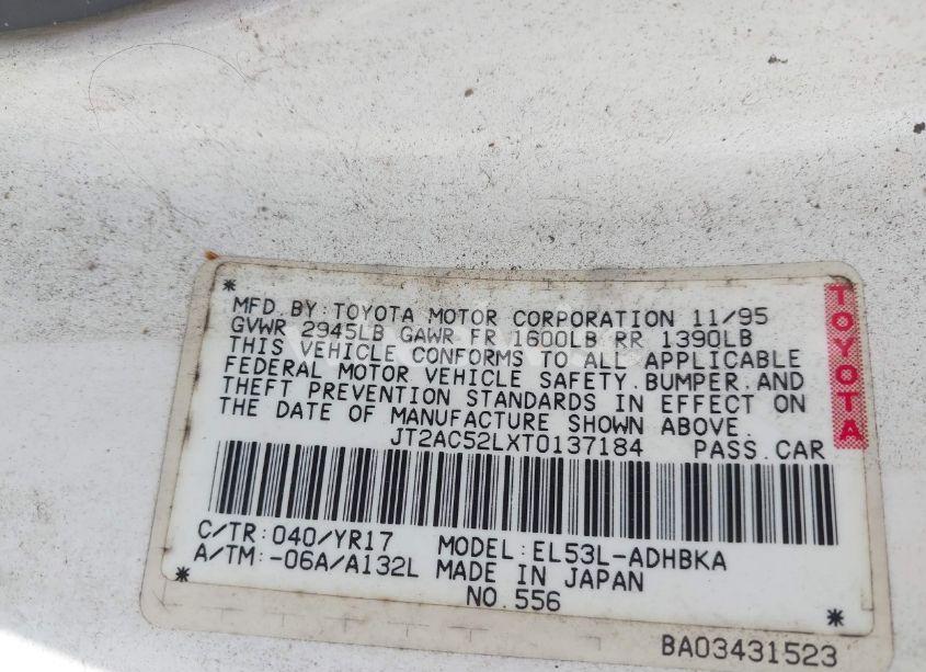 Photo 9 of 1996 Toyota Tercel STD/DX (VIN JT2AC52LXT0137184)