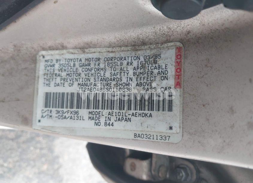 Photo 9 of 1995 Toyota Corolla (VIN JT2AE04B6S0110838)