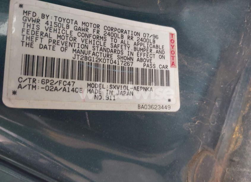 Photo 9 of 1996 Toyota Camry DX/LE/XLE (VIN JT2BG12K0T0417267)