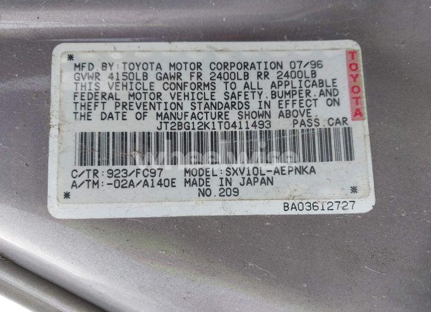 Photo 9 of 1996 Toyota Camry DX/LE/XLE (VIN JT2BG12K1T0411493)