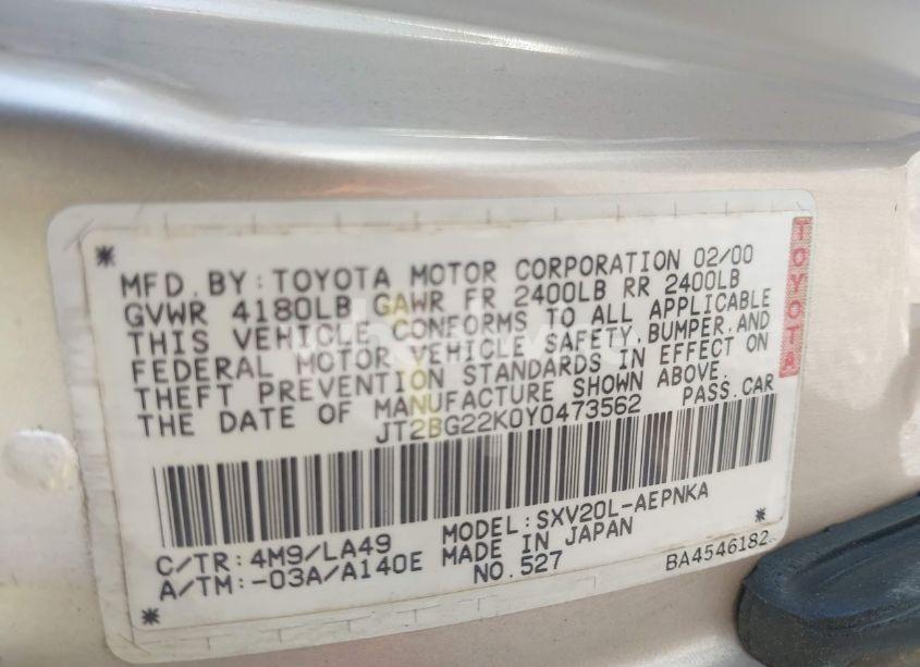 Photo 9 of 2000 Toyota Camry LE (VIN JT2BG22K0Y0473562)