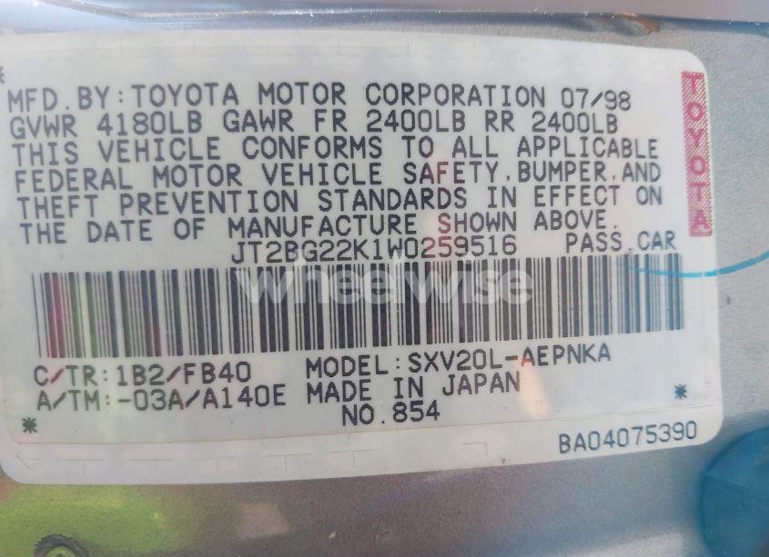Photo 9 of 1998 Toyota Camry LE (VIN JT2BG22K1W0259516)