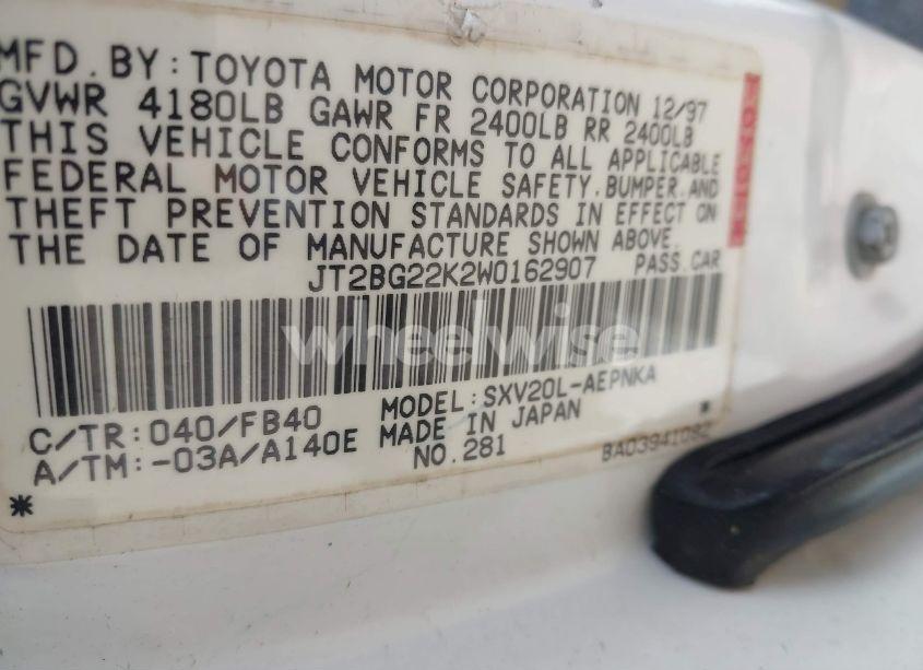 Photo 9 of 1998 Toyota Camry LE (VIN JT2BG22K2W0162907)