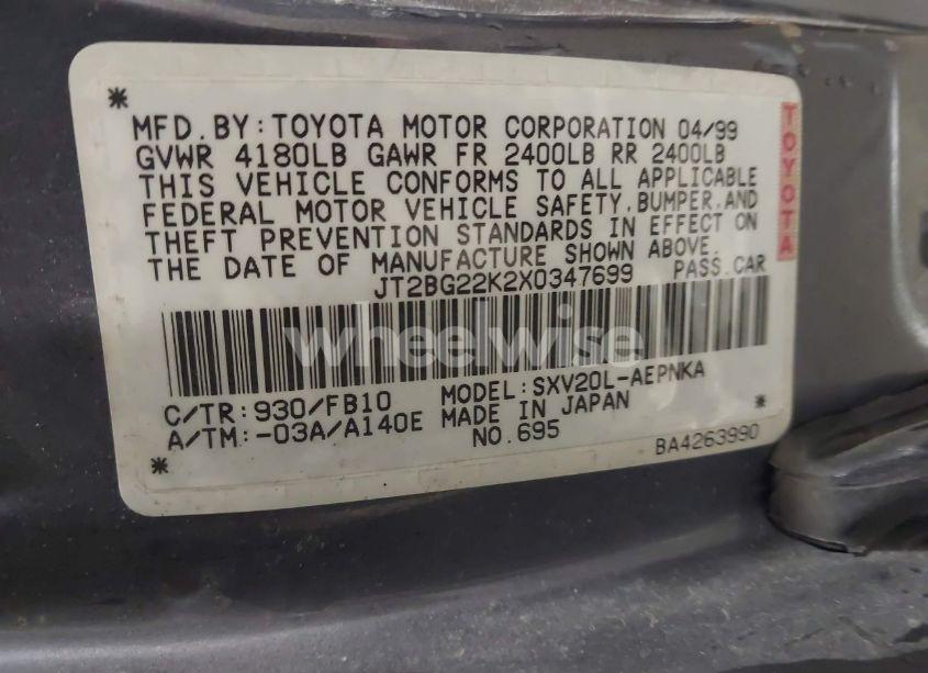 Photo 9 of 1999 Toyota Camry LE (VIN JT2BG22K2X0347699)