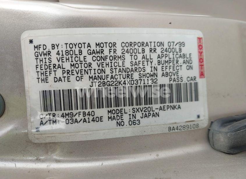 Photo 9 of 1999 Toyota Camry LE (VIN JT2BG22K4X0371132)