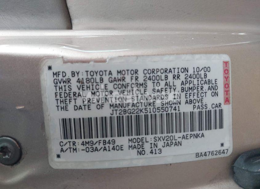 Photo 9 of 2001 Toyota Camry LE (VIN JT2BG22K510550741)