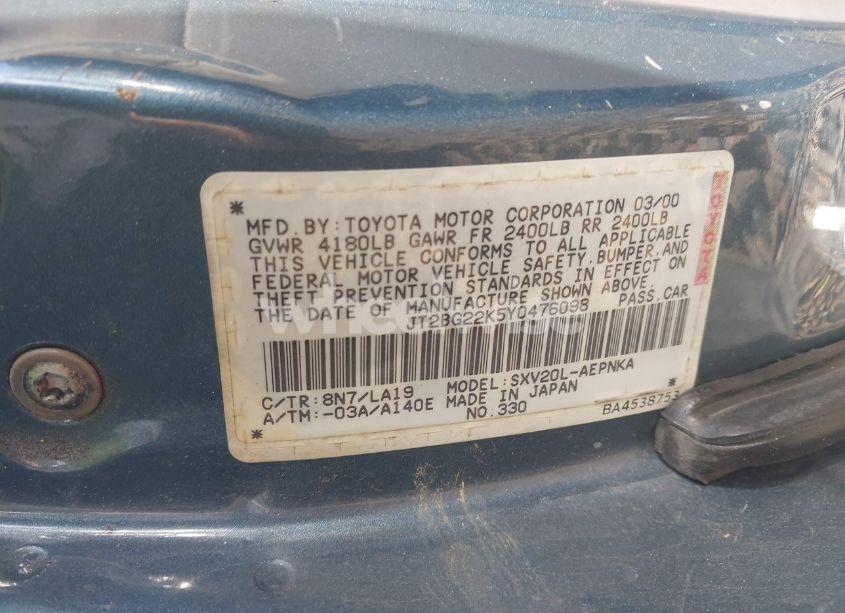 Photo 9 of 2000 Toyota Camry LE (VIN JT2BG22K5Y0476098)