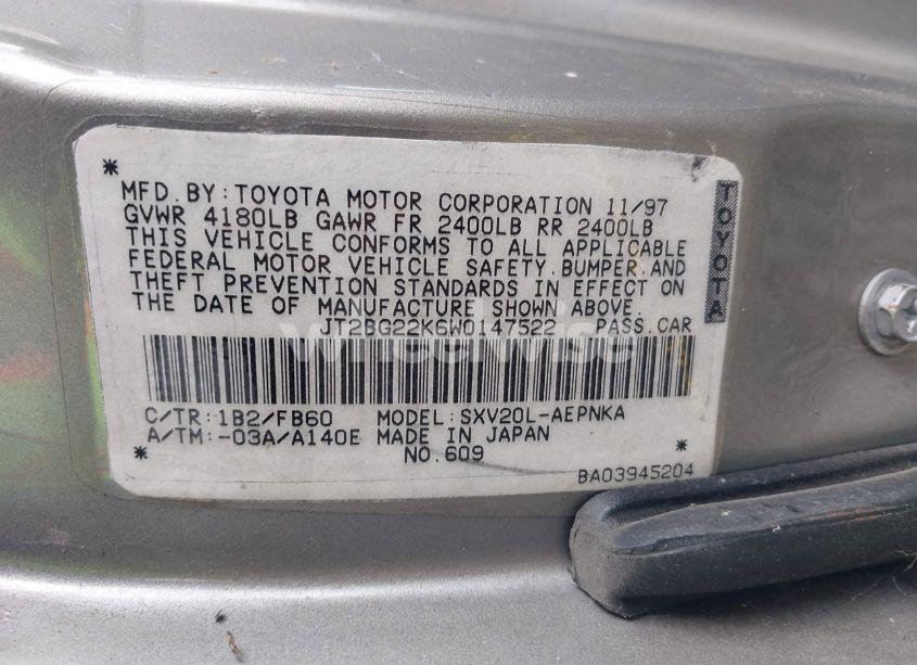 Photo 9 of 1998 Toyota Camry LE (VIN JT2BG22K6W0147522)