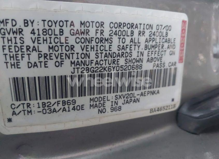 Photo 9 of 2000 Toyota Camry LE (VIN JT2BG22K6Y0520688)