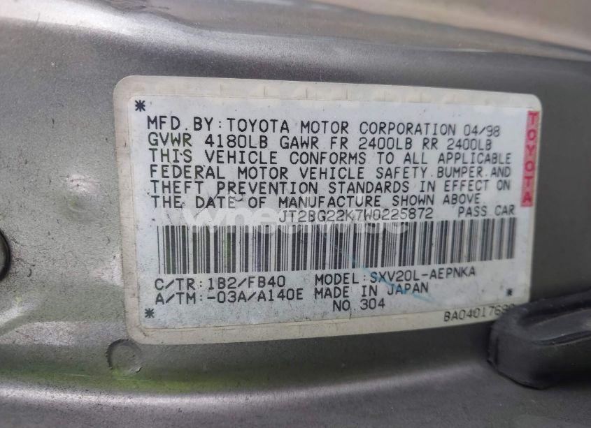 Photo 9 of 1998 Toyota Camry LE (VIN JT2BG22K7W0225872)