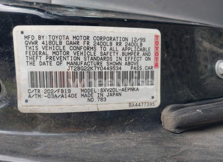 Photo 9 of 2000 Toyota Camry LE (VIN JT2BG22K7Y0449534)