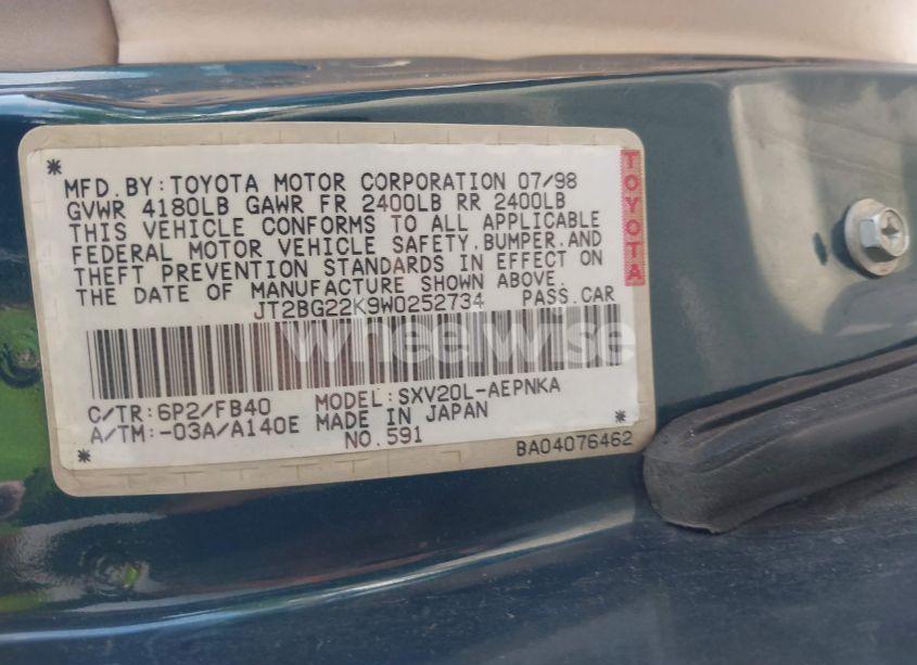 Photo 9 of 1998 Toyota Camry LE (VIN JT2BG22K9W0252734)