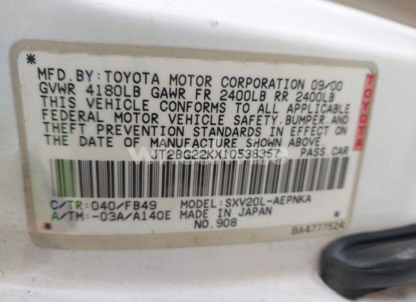 Photo 9 of 2001 Toyota Camry LE (VIN JT2BG22KX10538357)