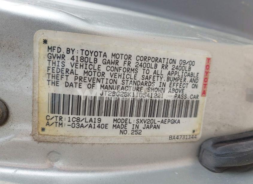 Photo 9 of 2001 Toyota Camry XLE (VIN JT2BG28K110541221)