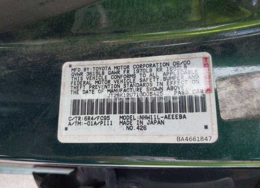 Photo 9 of 2001 Toyota Prius (VIN JT2BK12U710005425)